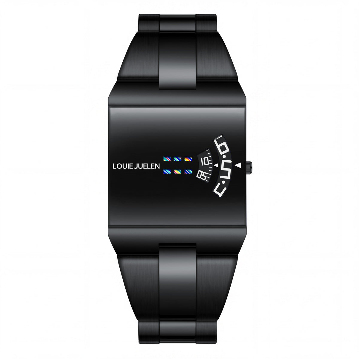 Louie Juelen Square Dial Digital Watch – Black Steel, Waterproof