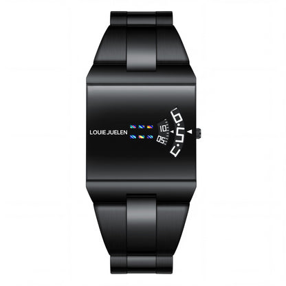 Louie Juelen Square Dial Digital Watch – Black Steel, Waterproof