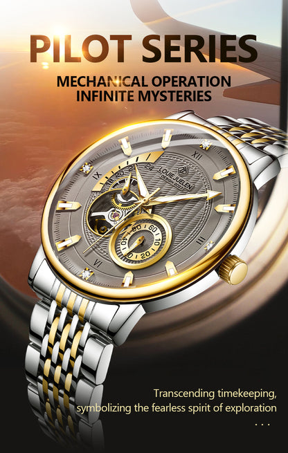 Louie Juelen Automatic Mechanical Watch – 41mm Stainless Steel, Water Resistant