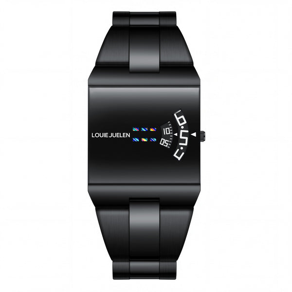 Louie Juelen Square Dial Digital Watch – Black Steel, Waterproof