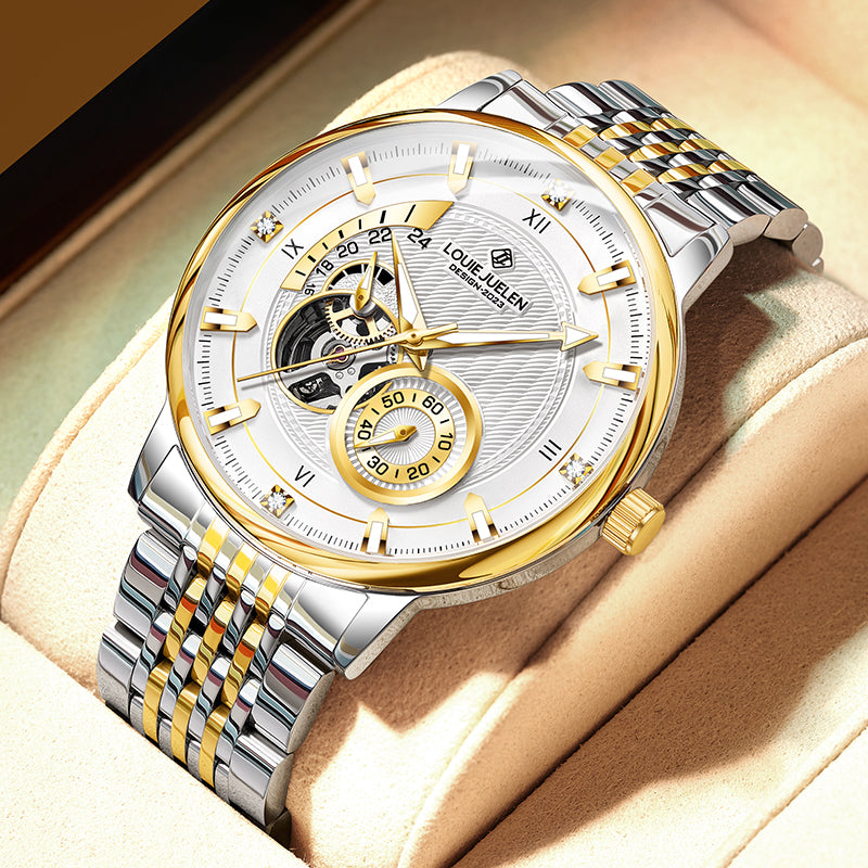 Louie Juelen Automatic Mechanical Watch – 41mm Stainless Steel, Water Resistant