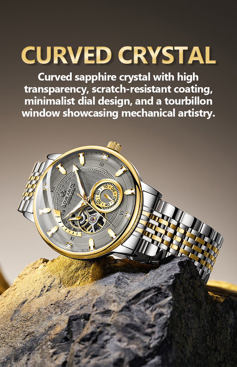 Louie Juelen Automatic Mechanical Watch – 41mm Stainless Steel, Water Resistant detail view
