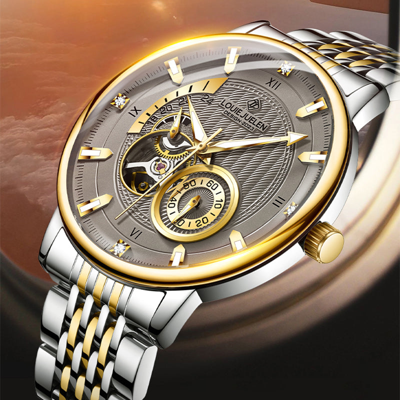 Louie Juelen Automatic Mechanical Watch – 41mm Stainless Steel, Water Resistant
