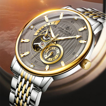 Louie Juelen Automatic Mechanical Watch – 41mm Stainless Steel, Water Resistant