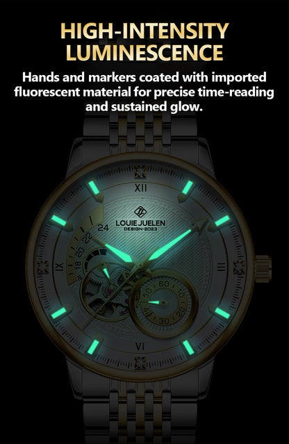 Louie Juelen Automatic Mechanical Watch – 41mm Stainless Steel, Water Resistant