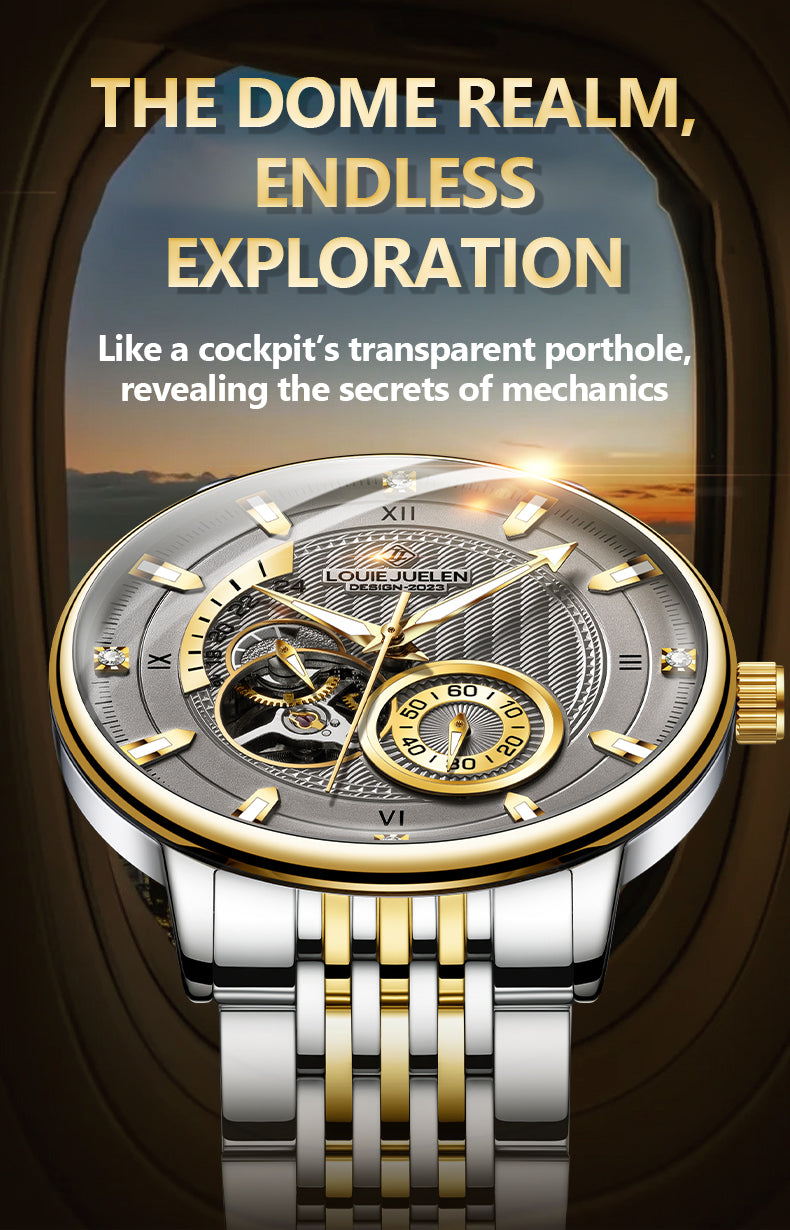 Louie Juelen Automatic Mechanical Watch – 41mm Stainless Steel, Water Resistant